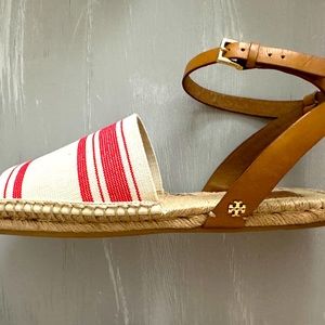 Tory Burch Size 11 Espadrilles with bag and box. Great condition.